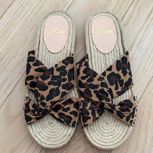 J. Crew Brown Leopard Espadrille Sandals